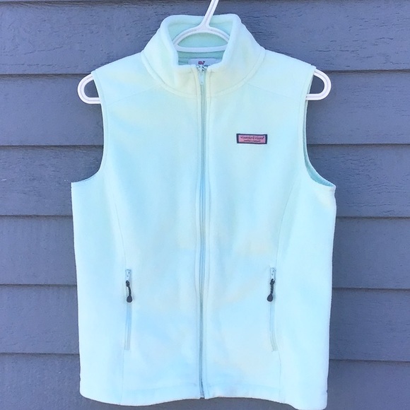 Vineyard Vines Mint Green Fleece Vest - Picture 2 of 13
